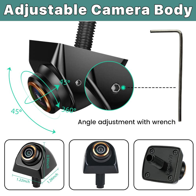 HD Backup/Front/Side View Camera with Gold Rim, GreenYi AHD 720P Reverse Rear Cam for Car, SUV, RV, Trailer, Camper, Van, Pickup, Metal Shell, Adjustable Fisheye Lens, 170 Degree Viewing Angle(Chrome) Chrome