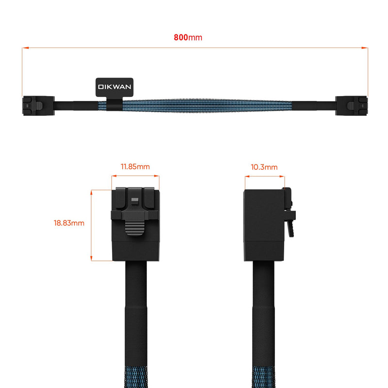 [AUSTRALIA] - 2 Pack 12G Internal Mini SAS HD SFF-8643 to SFF-8643 Cable, Internal Mini SAS to Mini SAS Cable0.8-Meter(2.6ft)… 2.6FT/0.8M 