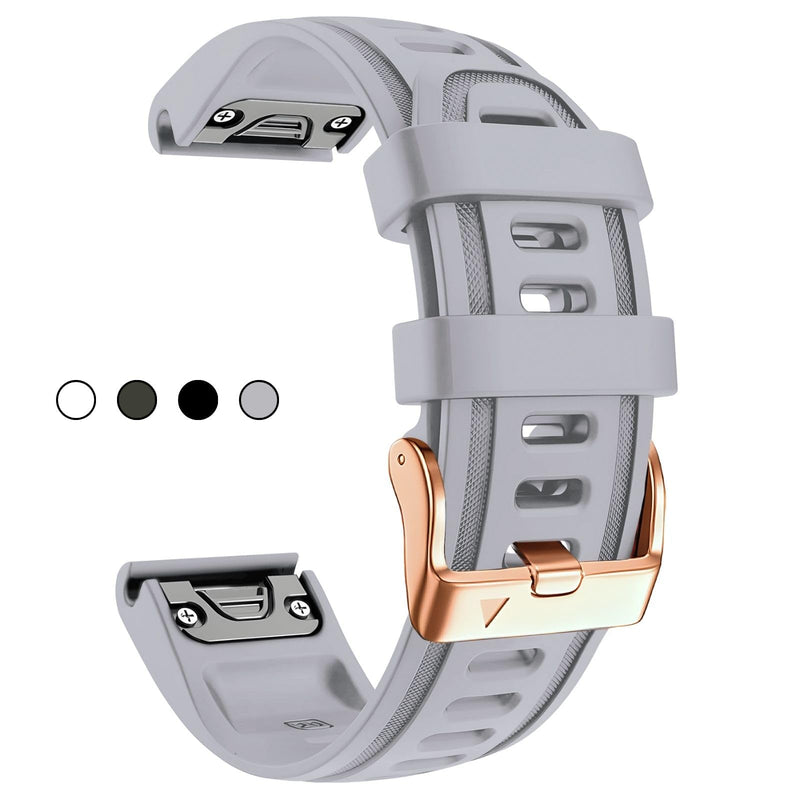 20mm Watch Band Replacement for Garmin fenix 5S/5S Plus/6S/7S/Instinct 2S/D2，Quick Fit silicone with rosegold buckle, GREY and Limed Spruce Bundle