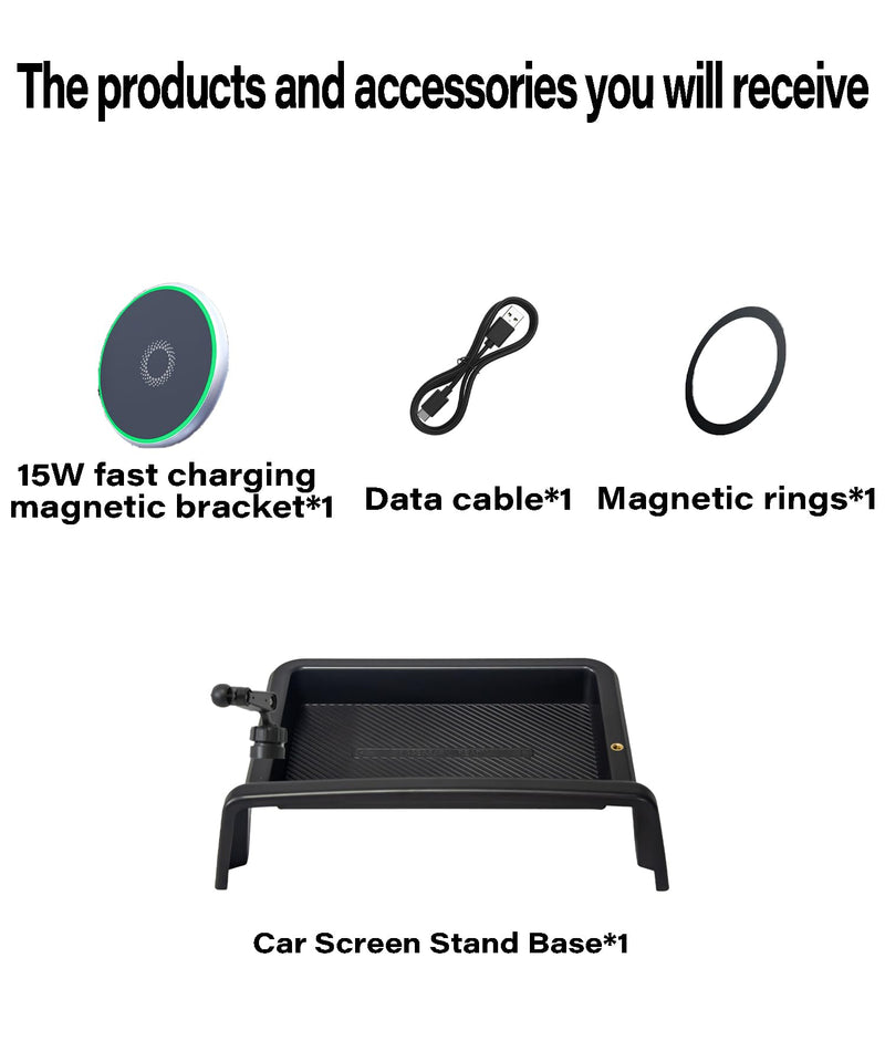 Car Phone Mount for Chevrolet Blazer 2023 2024 2025 2026 Accessories | 10.2-in Screen Clip-On 360° Rotatable MagSafe 15W Fast Wireless Charger Cell Phone Holder, 3D Fit Navigation Cradle for 2023-2026 Blazer(10.2 Inch+Storage Tray)