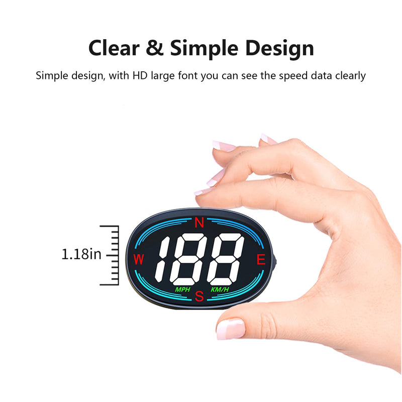 H2 Digital Speedometer GPS HUD，Car Head Up Display with Speed Compass MPH ，Plug and Play Universal All Cars