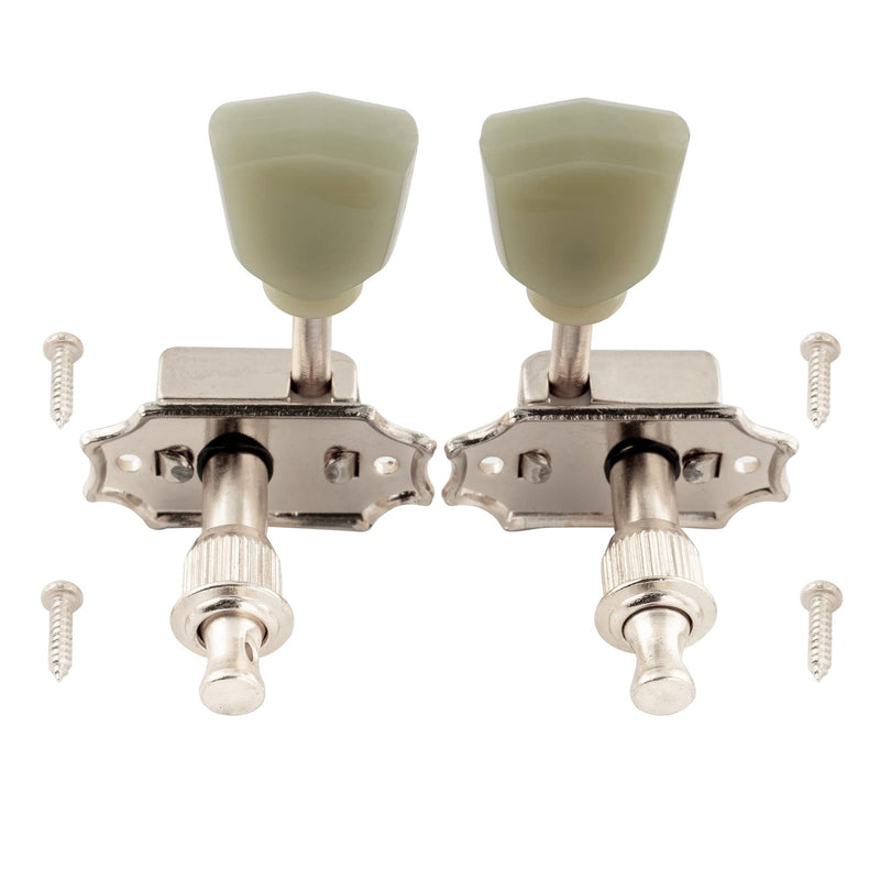 Wilkinson WJ44 3L3R Deluxe Vintage Guitar Tuners Machine Heads Tuning Pegs Keys for USA Epiphone Les Paul LP SG Electric or Acoustic Guitar, Nickel with Keystone Button
