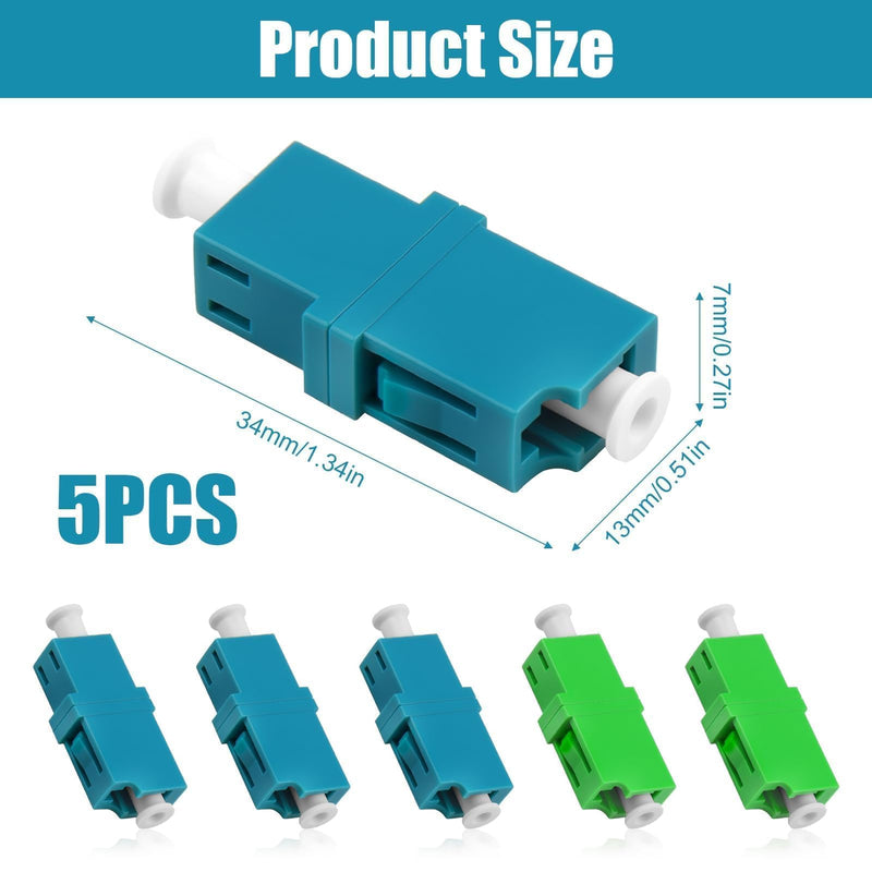 Pack of 5 Fibre Optic Adapter Set LC/APC to LC/UPC, Singlemode Fibre Optic Coupling for Network Connections, FTTH, Fibre Optic Cable Extension, Durable and Compatible