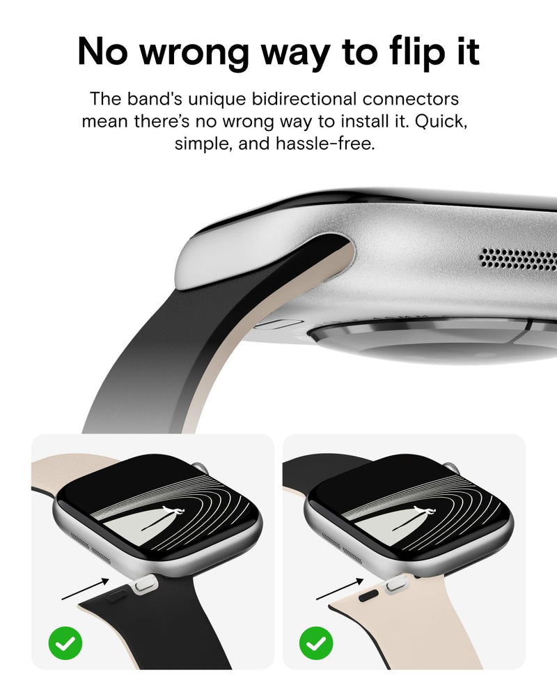 MOFT Snap Duo Watch Bands Compatible with Apple Watch, Quick Magnetic Wear, Duo-Color Design & Soft Silicone, iWatch Bands for Ultra 3/2/1, Series 11/10/9/8/7/SE/6/5/4/3/2/1, 38/40/41/42/44/45/46/49mm Vast Black x Stardust