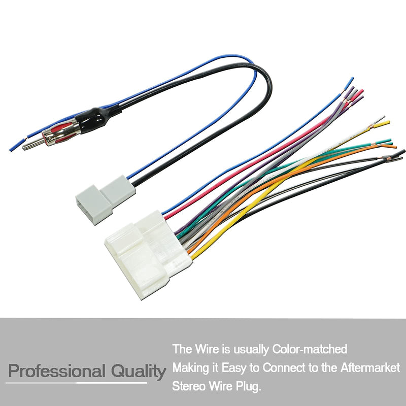 RED WOLF Radio Wiring Harness + Antenna Wire Adapter Compatible with Honda Civic/CR-V/Odyssey/Accord/Pilot/1998-2008, Acura TL/RSX/RDX 1999-2006 for Aftermarket Stereo Installation 98-08 harness + antenna adapter