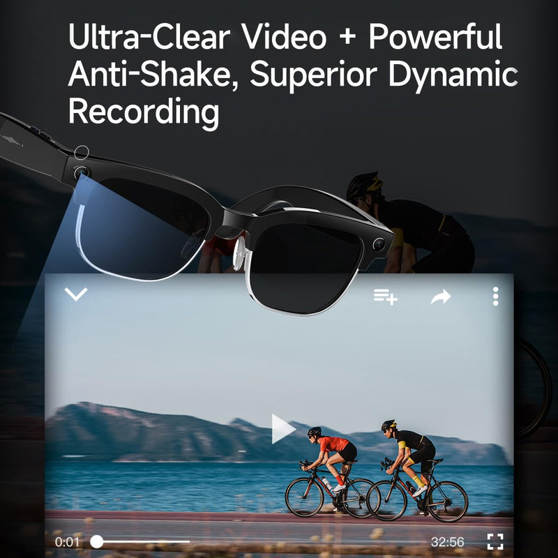AI Smart Glasses with Camera,8MP HD Video Recording For Men And Women, GPT Identify Objects & AI Translation,Bluetooth Camera Glasses For Travel & Vlogging (Black) W630 Camera glasses