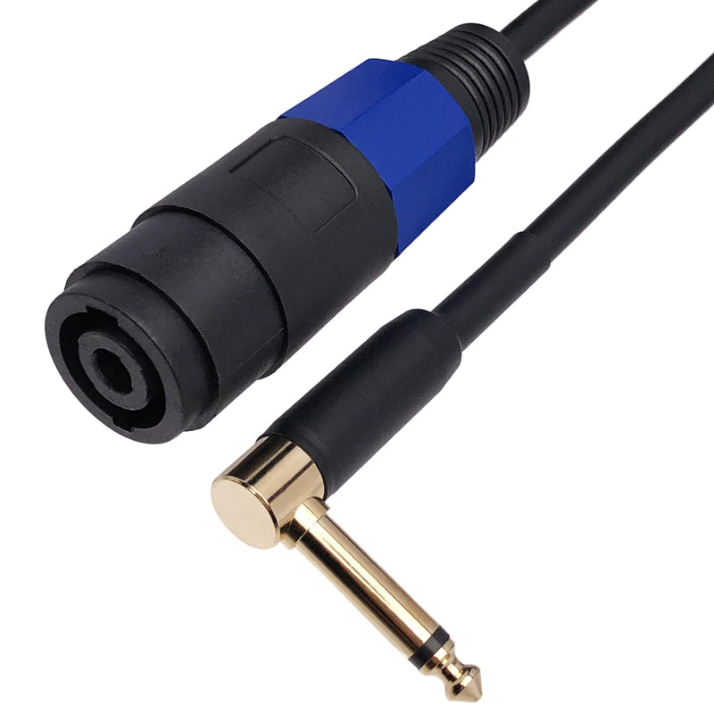 CESS-144 Speakon Female Connector to 1/4" Male TS Speaker Cable - Speak-on Jack to 1/4 TS Plug (Right-Angle Plug) (Pack of 2) Right-angle Plug (Pack of 2)
