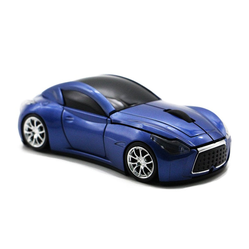 Ai5G Race Car Mouse Wireless Sports Car Shaped Mouse 2.4GHz LED Light Shining Surface Decoration Desktop Laptop Computer Mouse Optical Mice (Blue) Blue