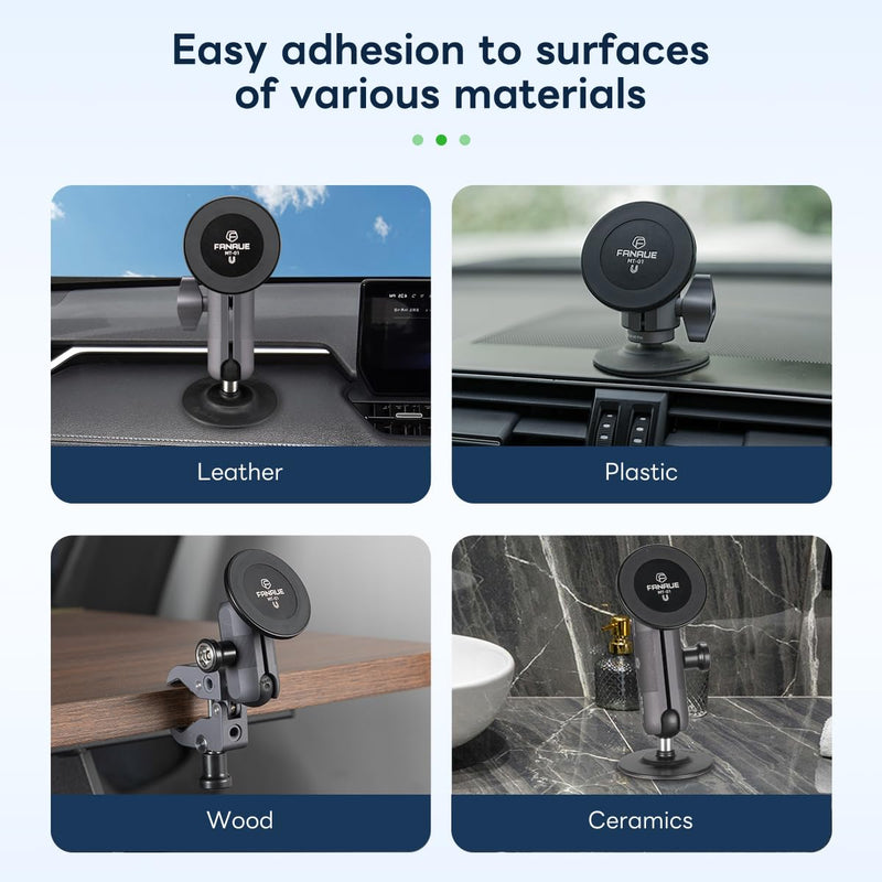 FANAUE Magnetic Car Mount Compatible with Ram Mount B Size Ball Head Anti-Theft Double Socket Arm and Bike Motorcycle Phone Holder, Suitable for 4.7-7.5" Smartphones
