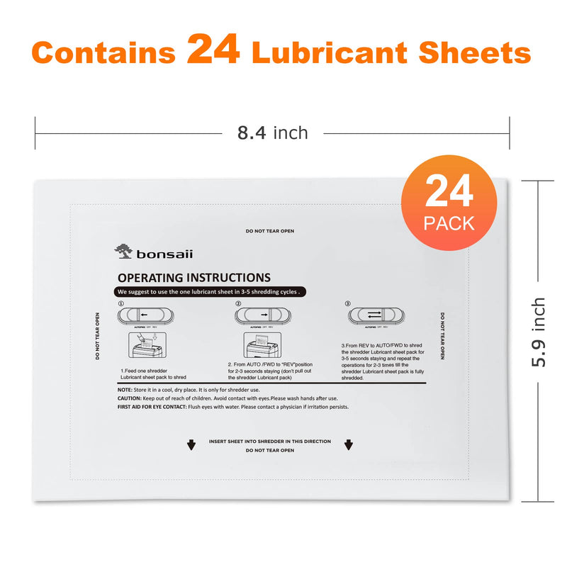 Bonsaii Paper Shredder Lubricant Sheets, 24-Pack (8.4 x 5.9 inch/Piece) 24 PACK