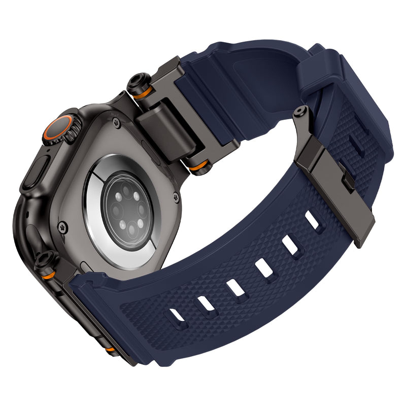 Rubber Band Compatible with Apple Watch Band 49/46/45/44/42mm, Black/Titanium and Navy Blue/Black
