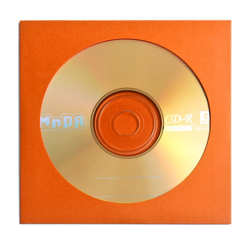 [AUSTRALIA] - Flexzion DVD CD Sleeves 100 Pack - Premium Paper CD Sleeves for Music Movie Video Game Disc - Thick Disc Sleeve CD Envelopes Storage with Window Cutout and Flap, Orange 