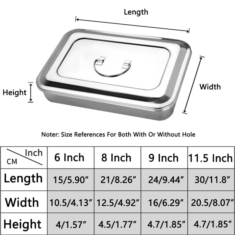 1 x Storage Box for Surgical Instruments Made of Stainless Steel for Professional Operations, Veterinary Medicine, Beauty Salon (11.5 Inches (without Hole))