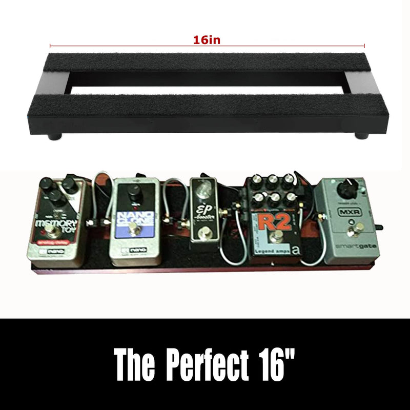 16" Guitar Pedalboard with Tubular Aluminum Frame & Hard-Anodized Finish, Ultra-Sturdy & Scratch-Resistant Portable Board for 3-5 Pedals, Includes Velcro, Power Cables & Zip Ties 16 INCH Black