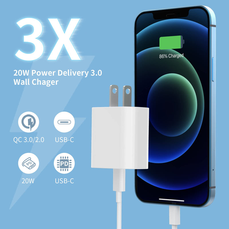 4Pack USB C Charger Block 20W, iGENJUN for Phone Fast Charger Wall Charger with PD 3.0, Compact Type C Power Adapter for Phone 15/14/13, Galaxy, Pixel, AirPods Pro (Arctic White) Arctic White
