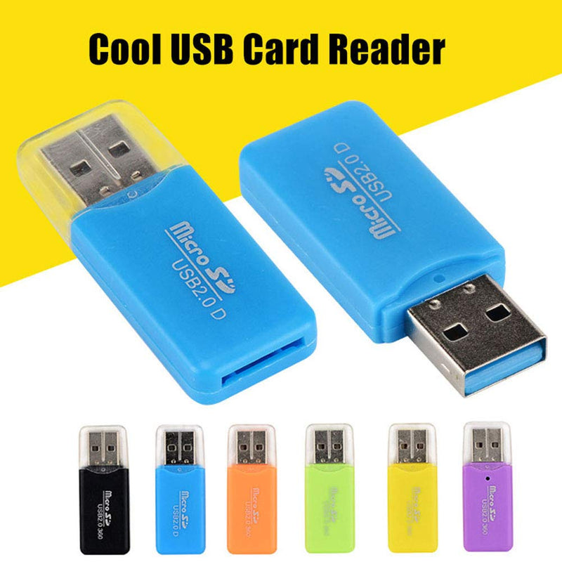 VizGiz 6 Pack Micro SD Card Reader SDXC TF USB 2.0 T-Flash MicroSD TransFlash Memory Card Reader Adapter Writer Mini Ice Cool for Android Phone Camera PDA MP3 MP4 PC Mac Tablet TV Box