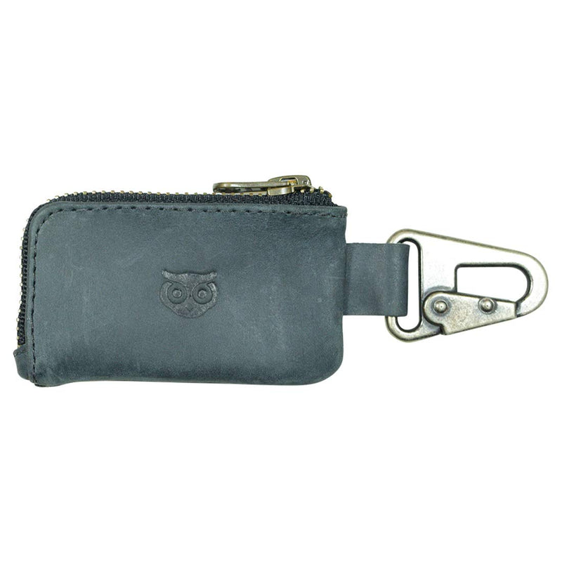 Hide & Drink, Rustic Leather Car Key Holder, Headphone & Charging Cables, Memory Cards, Flash Drives, Lighters, Cash Zipper Case with Clasp, Handmade Includes 101 Year Warranty :: Charcoal Black