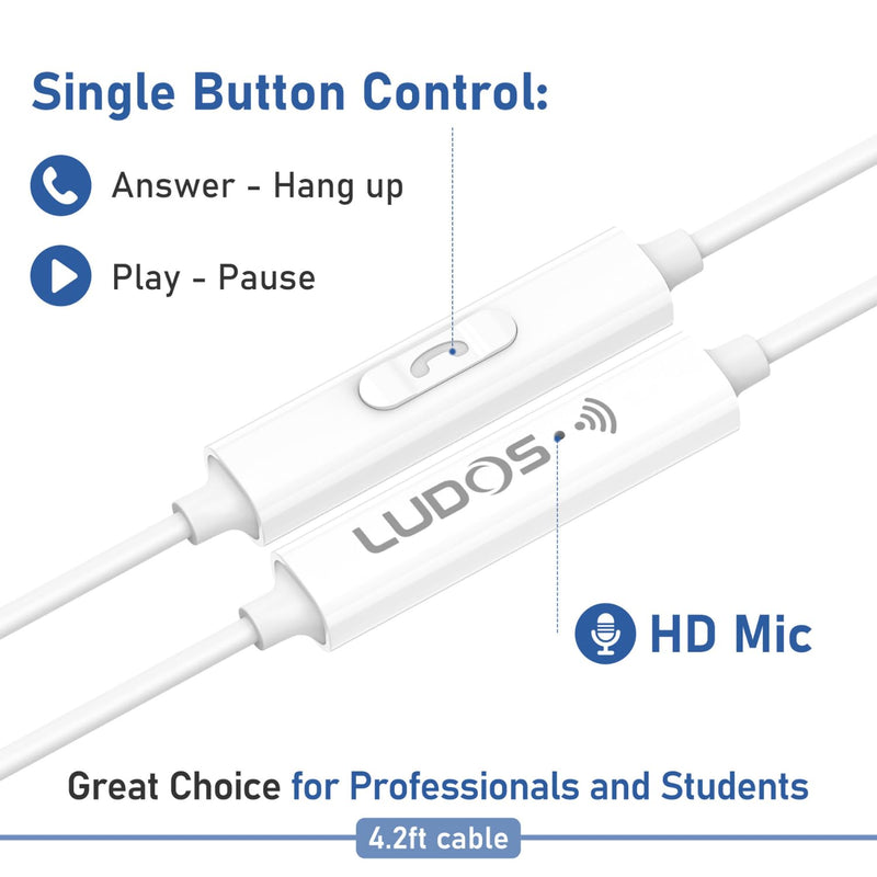 LUDOS FEROX 5 Pack Wired Earbuds in-Ear Headphones, 5 Year Warranty, Earphones with Microphone, Noise Isolation for 3.5mm Jack Ear Buds for iPhone, Samsung, Computer, Laptop, Kids, School Students