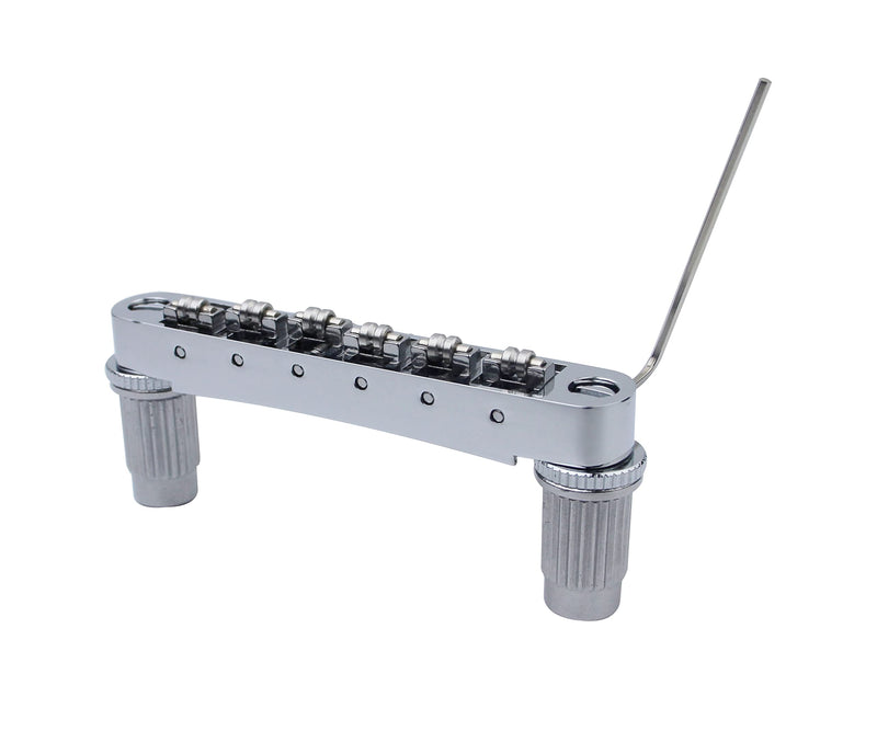 Guyker Guitar Tune-O-Matic Roller Saddle Bridge Replacement Part Compatible with Gibson Les Paul LP SG Style 6 String Electric Guitar - GM005, Chrome GM005 - Chrome