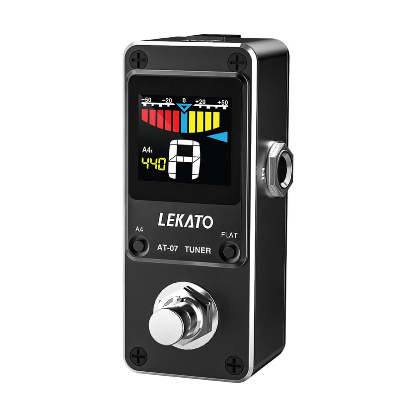 [AUSTRALIA] - LEKATO Guitar Tuner Pedal with True Bypass, Chromatic Tuner Pedal for Electric Guitar and Bass, Color Display Tuning Pedal with Mute, Pitch and Flat Tuning Black Tuner 