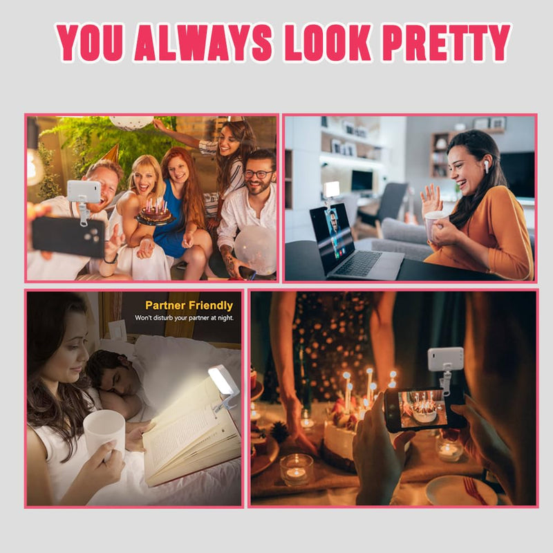 [AUSTRALIA] - Selfie Light for Phone, 66 LED Phone Light with Rechargeable Clip and Adjusted 3 Light Modes, 2000mAh Video Light for iPhone iPad, Laptop, Makeup, TikTok, Selfie, Vlog, Video Conference white 