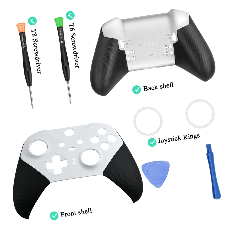 White Elite 2 Front+ Back Housing Shell Replacement Kit Compatible for Xbox Elite Series 2 Controller Housing Shell White