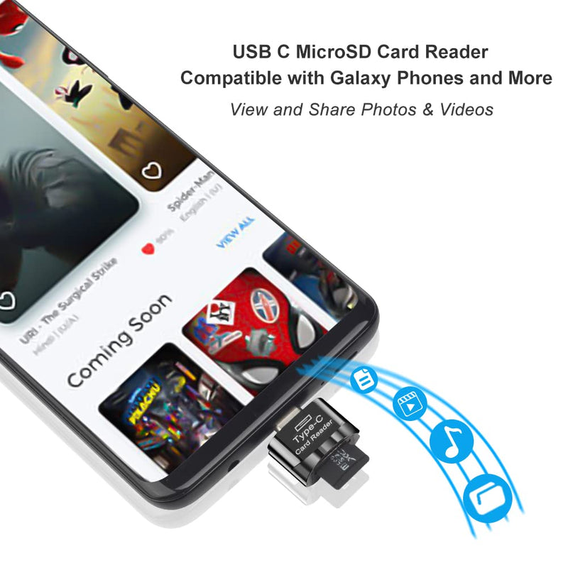 Micro SD Card Reader, BorlterClamp USB C TF Card Reader, USB C to Micro SD Memory Card Reader with USB C to USB Adapter, Compatible with MacBook, Laptops, Galaxy Phones and More