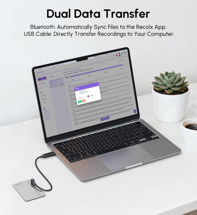 AI Voice Recorder Replacement Accessories for Recording & Transcription 2ft Connector Cord & OTG Adapter