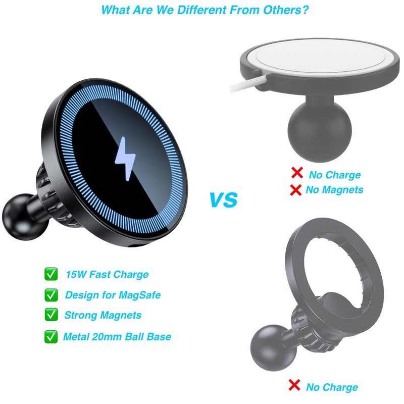 Magnetic Wireless Charging Phone Holder with 20mm Ball for MagSafe | [Heavy-Duty] 20mm Ball Mount for MagSafe Charger Compatible with Bulletpoint Mounting Solutions