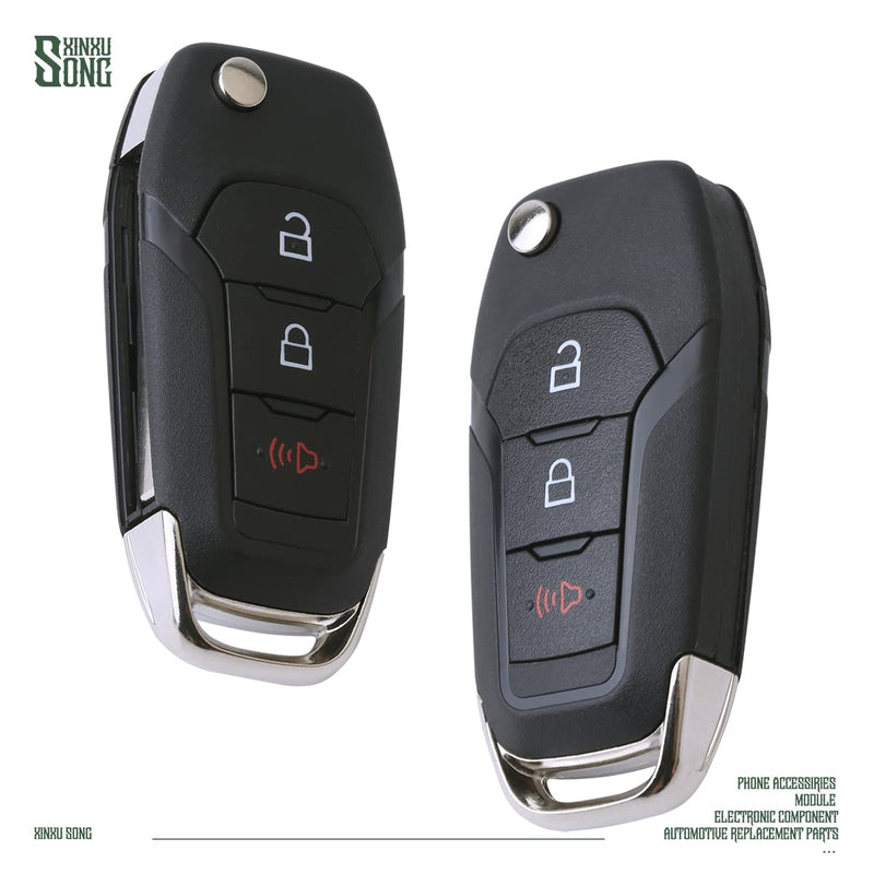 2Pcs Car Key Fob Keyless Flip Control Entry Remote N5F-A08TAA 3 Button Vehicles Replacement Compatible with Ford F150 Explorer Escape 164-R8130