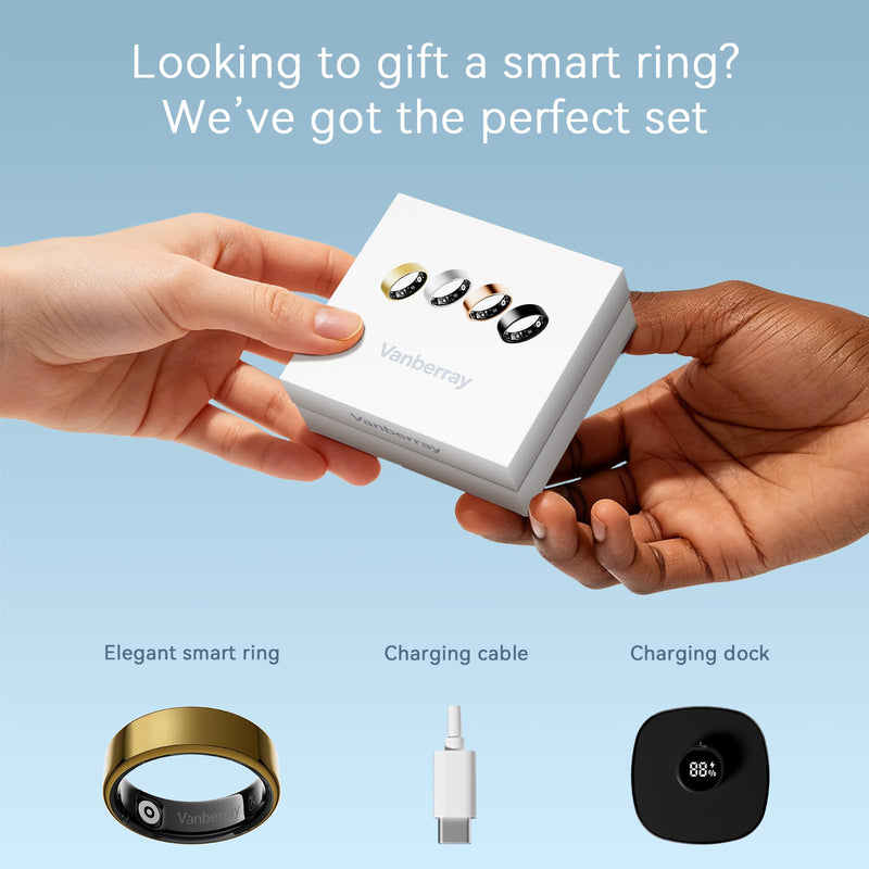2026 Smart Ring For Women & Men, Sleep Health Fitness Tracker, No APP Fee | Track Sleep, Heart Rate, Blood Oxygen and Stress with Lightweight Smart Ring, 5-7 Days Battery Life, iOS & Android Compatible Gold 9 Metallic
