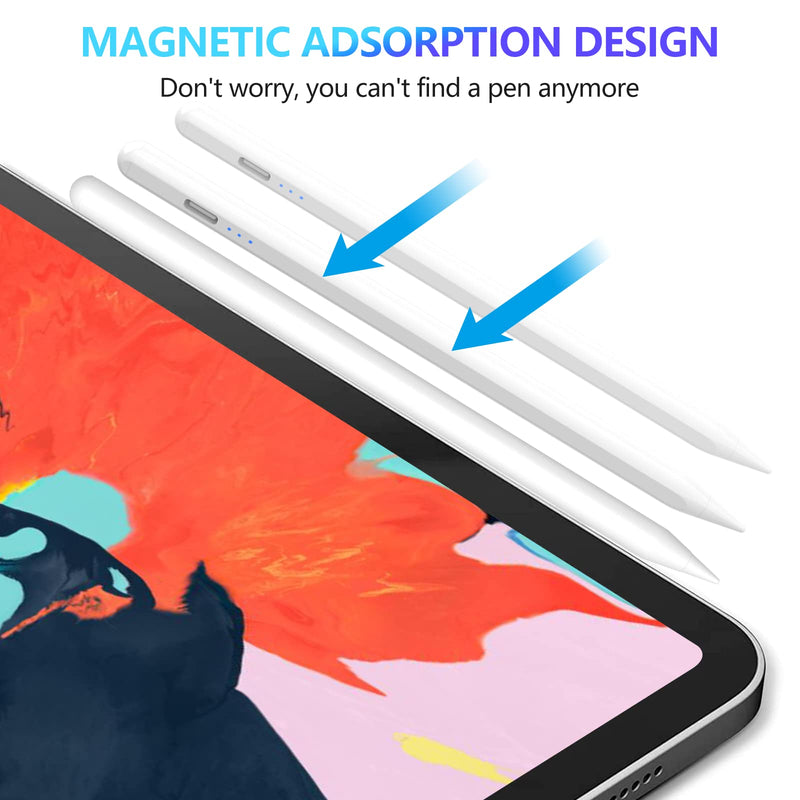 Stylus Pen for iPad, Stylus Pencil for (2018-2022) iPad Pro 11/12.9, iPad 9th/8th/7th/6th Gen, iPad Air 5th/4th/3rd Gen, iPad Mini 6th/5th Gen for iPad Accessories Magnetic Stylus Pen with 4 Pen Heads
