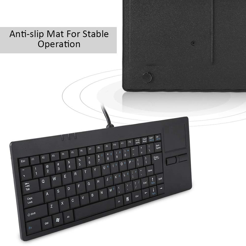 MC-818 82 Keys USB Keyboard Wired Keyboard Built-in Touchpad USB HUB Port Mechanical Button Structure Ergonomic Keyboard Mute Ultra-Thin Keyboard for Notebook/Desk, Black