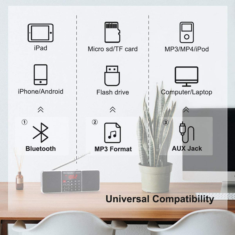 [AUSTRALIA] - PRUNUS J-288 Portable Radio AM FM Radio with Bluetooth Speaker, Sleep Timer, Power-Saving Display, Ultra-Long Antenna, AUX Input & USB Disk & TF Card MP3 Player, NO Manual Preset Black 