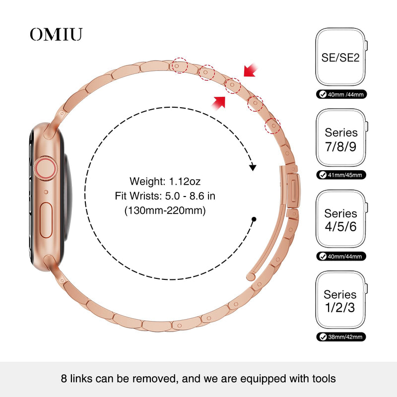 Thin Band Compatible with Apple Watch 41mm 40mm 38mm, 2 Pack Premium Stainless Steel Metal Replacement Adjustable Wristband Strap for iWatch Series 9/8/7/6/5/4/3/2/1 SE Women Men(2 pack)