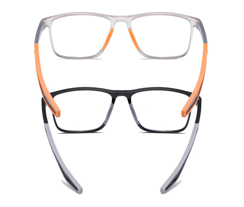 Reading Glasses Men 2 Pairs Sports Style Comfortable and Flexible Blue Light Blocking Readers for Men Black & Grey 1.5 x