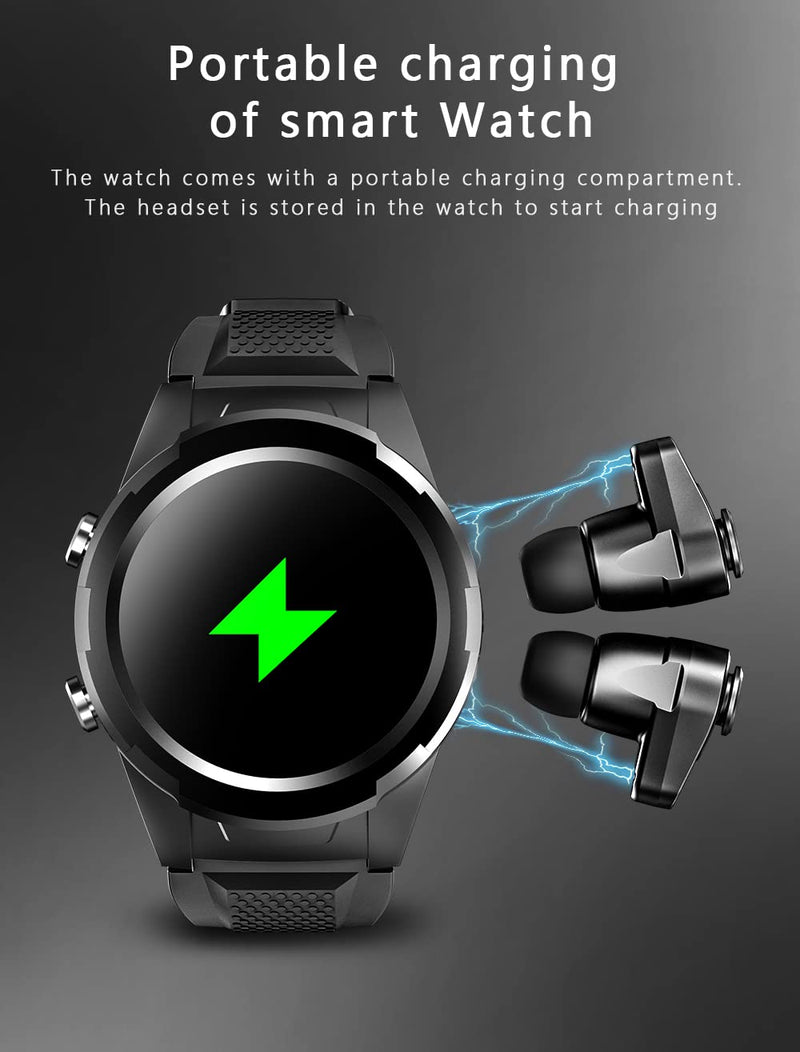 Smart Watch with Earbuds, 2 in 1 Bluetooth Smart Watch for Android iPhone, Fitness Tracker with Heart Rate Sleep Monitor, Long Time Standby Sports Smartwatch