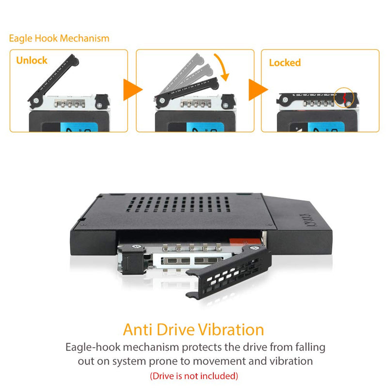 ICY DOCK 2.5" SSD / HDD Hot-Swap SATA Mobile Rack for 12.7mm Slim CD/DVD-ROM Optical Bay | ToughArmor MB411SPO-1B (Fits 12.7mm Height ODD Slot)