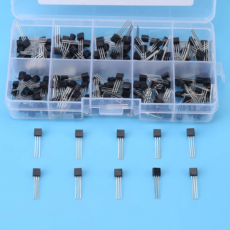 BC Transistors, 200 Pieces TO-92 Silicon NPN PNP Power Transistor Assortment Kit Set (Bc327 Bc337 Bc517 Bc547 Bc548 Bc549 Bc550 Bc556 Bc557 Bc558) with Plastic Storage Box