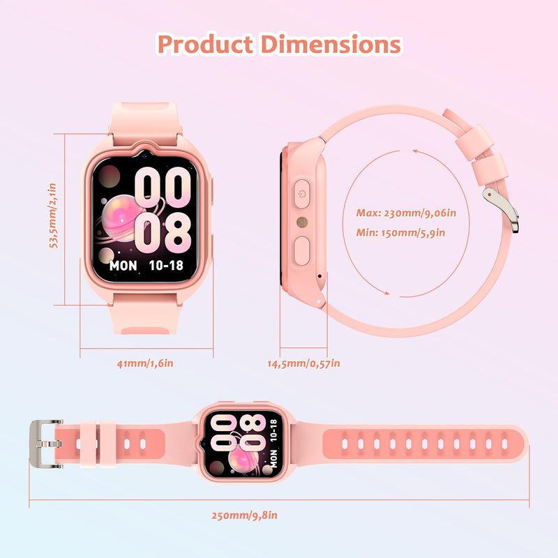 Blackview Kids Smart Watch with 32 Puzzle Games, HD Camera & Video Recording, 1.75" Touch Screen, Flashlight,Music Player, Pedometer, Alarm Clock,Stopwatch,Kids Watch for Girls Ages 4-12 Z30C-Pink