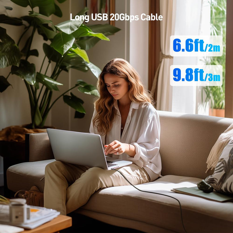 Cable Matters 20Gbps Right Angle USB4 Cable, 9.8ft | [8K@30Hz / 4K@120Hz Video, 240W Charging, 20Gbps Data Transfer] Compatible with Thunderbolt 4 Cable, MacBook, XPS 9.8 Feet