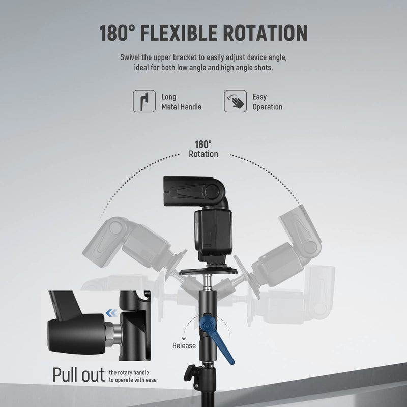 NEEWER Camera Flash Bracket H-Type Mount with Umbrella Softbox Holder, 180° Swivel Adjustable Metal Light Stand Adapter with 1/4" to 3/8" Screw Adapter for Speedlite LED Lamp Light Stand Tripod