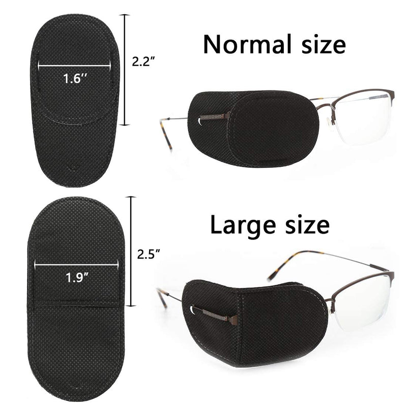 Eye Patches for Adults Kids 12 Piece Patch Glasses Treat Lazy Amblyopia Strabismus Left or Right Eyes (Black) Black