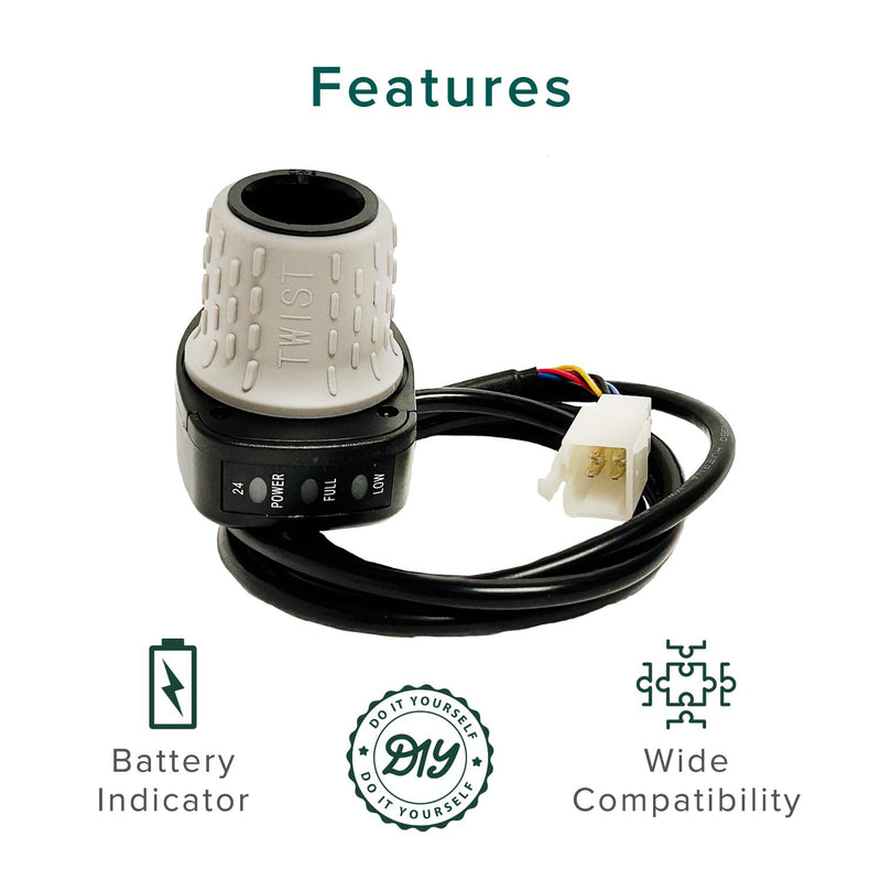 AlveyTech 24 Volt Speed 6-Wire Twist Grip Throttle with 48" Wires - Replacement for The Razor Pocket Mod Series (V13-44) Electric Scooter, Dirt Scooters, Speed Controller, Battery Power Parts
