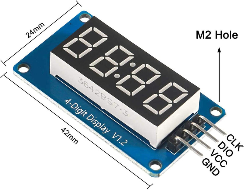 DUBEUYEW Display Module TM1637 0.36 Inch 4 Character 7 Segment 4 Bits Red Digital Tube for Arduino Driver Board (Pack of 4)