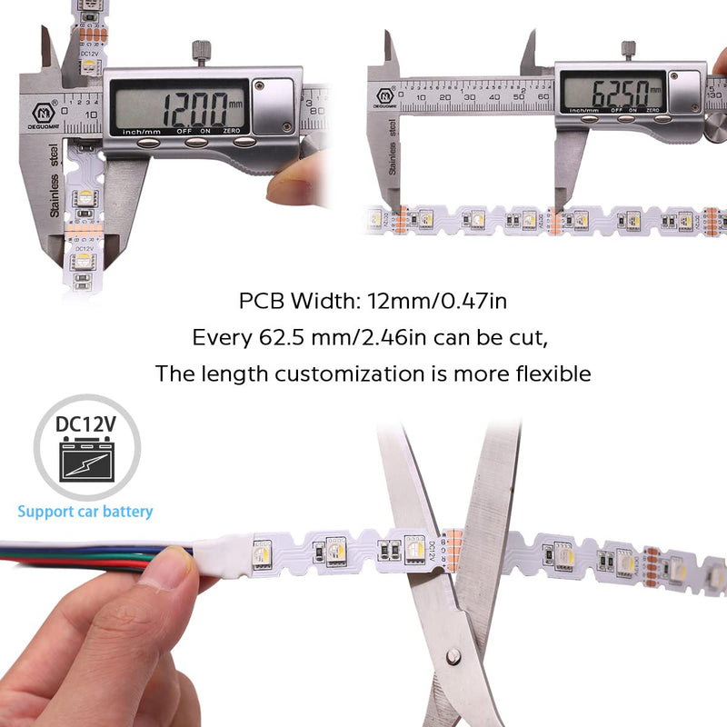 [AUSTRALIA] - 12V 4in1 RGBW LED Strip Lights 360° Bending S Shape RGB+6000K Daylight 16.4ft 240LEDs Dimmable RGBW Color Changing LED Light Strips for DIY Letters Irregular Lighting (RGB+6000K) 