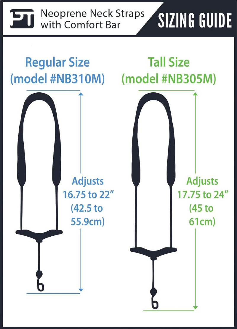 Pro-Tec 22-Inch Neoprene Saxophone Neck Strap with Comfort Bar - Black (Model NB310M) Regular