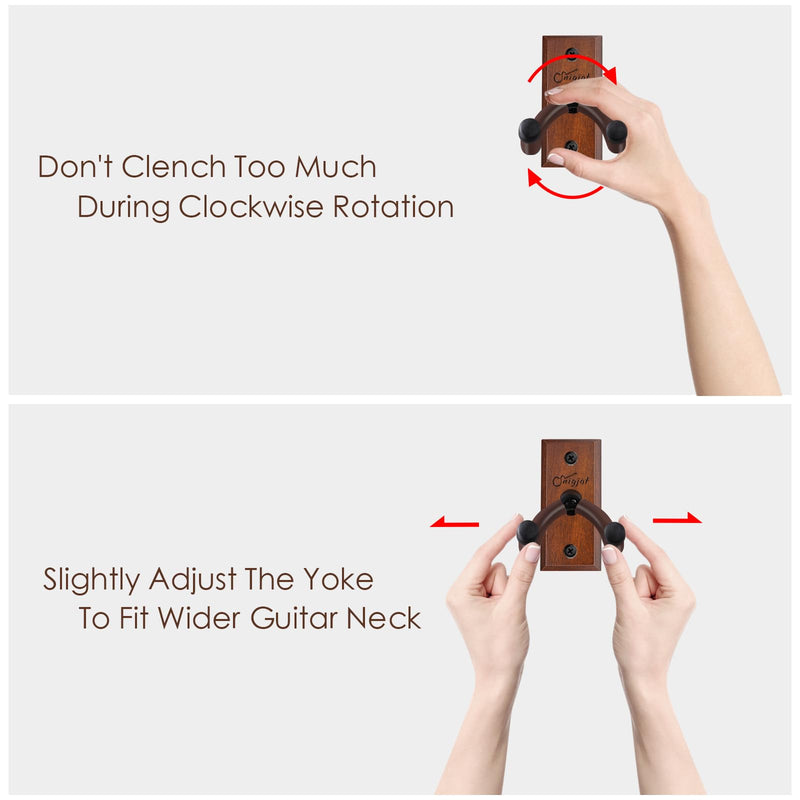 SNIGJAT Guitar Hanger 4 Pack, Hardwood Guitar Wall Mount, Rotatable Guitar Wall Hanger with Screws, V-Shaped Wall Hook Holder Stand for Acoustic Electric Guitar, Bass, Banjo, Mandolin Brown