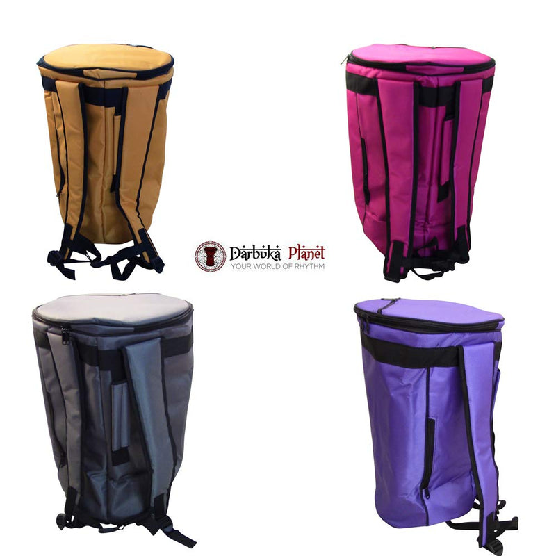 Zaza Percussion - Large Colorful 18'' Darbuka Doumbek Premium Padded Nylon Fabric Gig-Bag (Gray) Gray