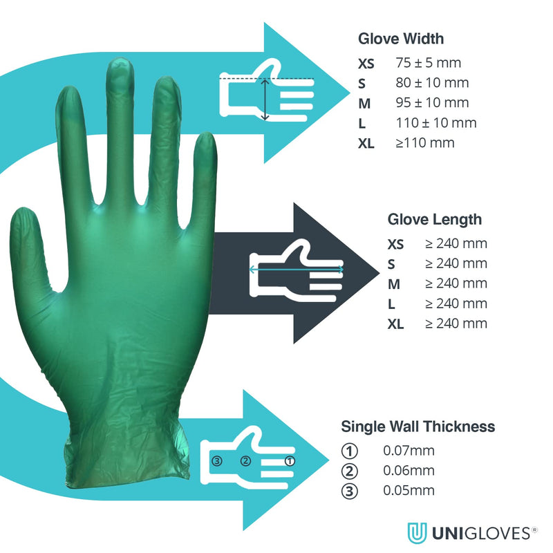 UNIGLOVES Soft Vinyl Disposable Gloves L Green